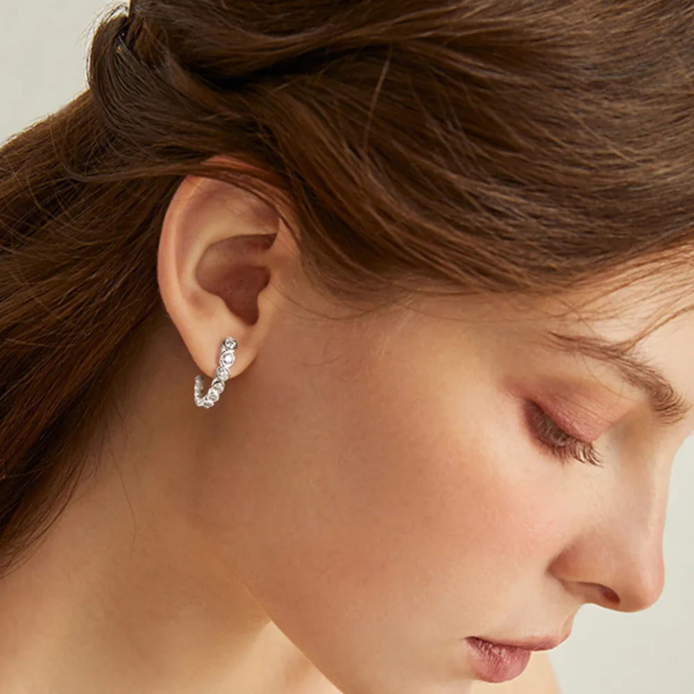 Créoles en C moissanite, argent 925