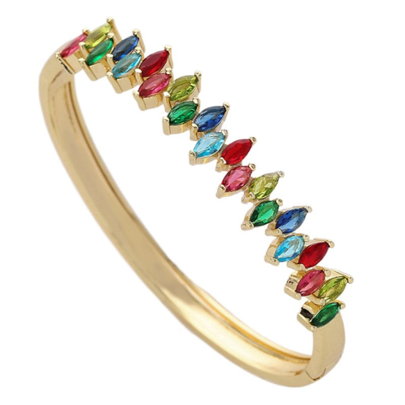 Bracelet zircon coloré scintillant, cuivre