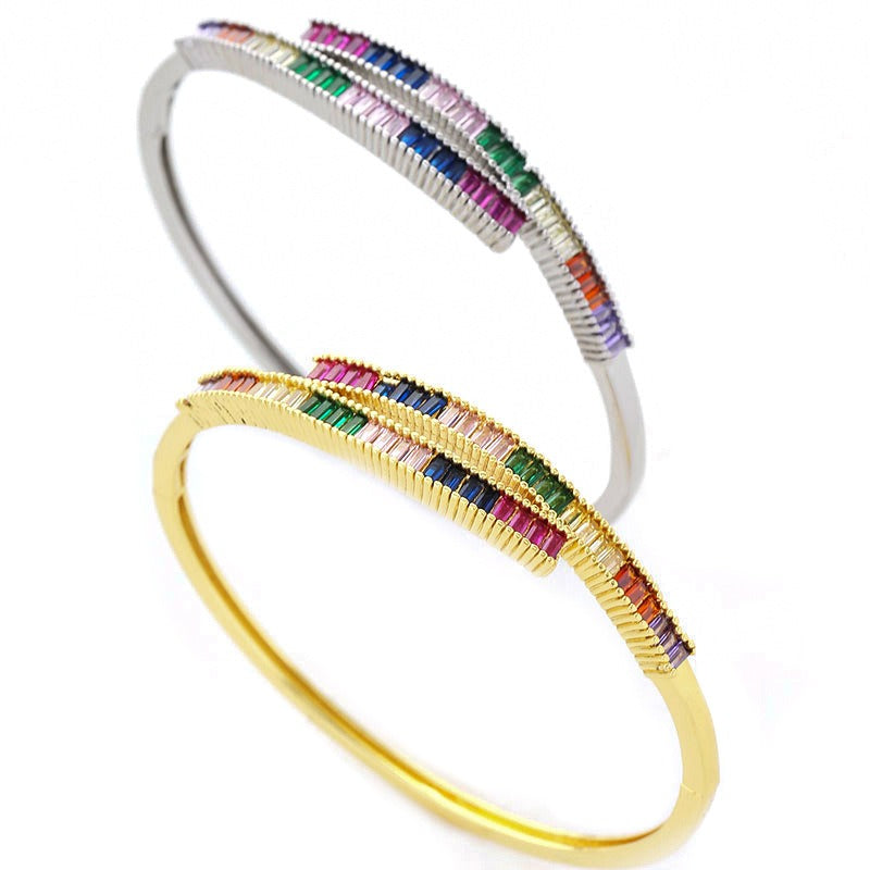 Bracelet zircon coloré, plaqué or