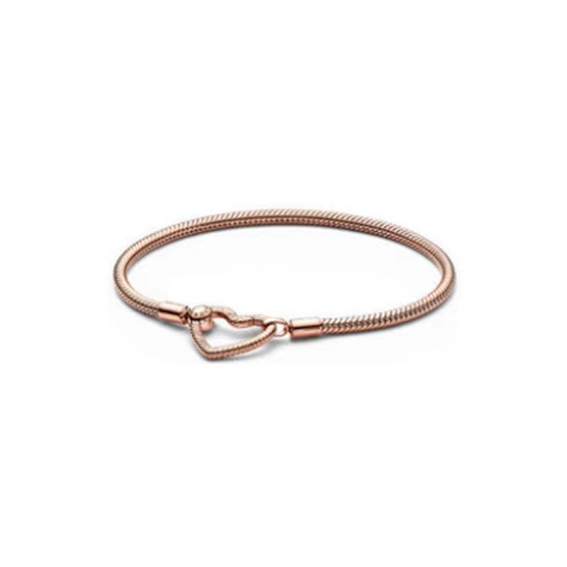 Bracelet chaîne cœur en O, fermoir à ressort