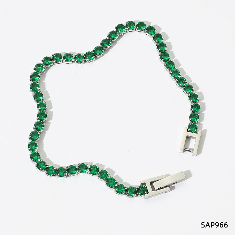 Bracelet chaîne tennis zircon, plaqué or 18 carats