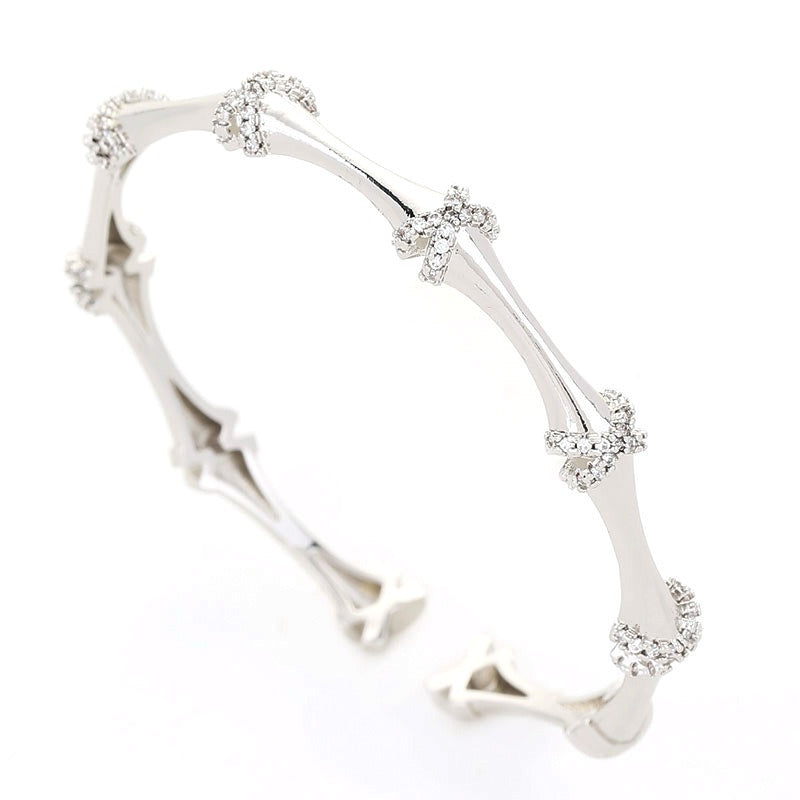 Bracelet ouvert squelette zircon, cuivre