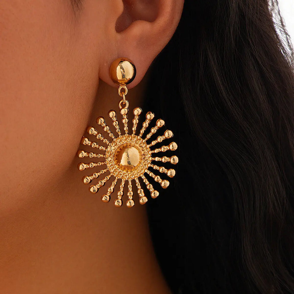 Boucles d'oreilles pendantes tournesol rondes, style gothique