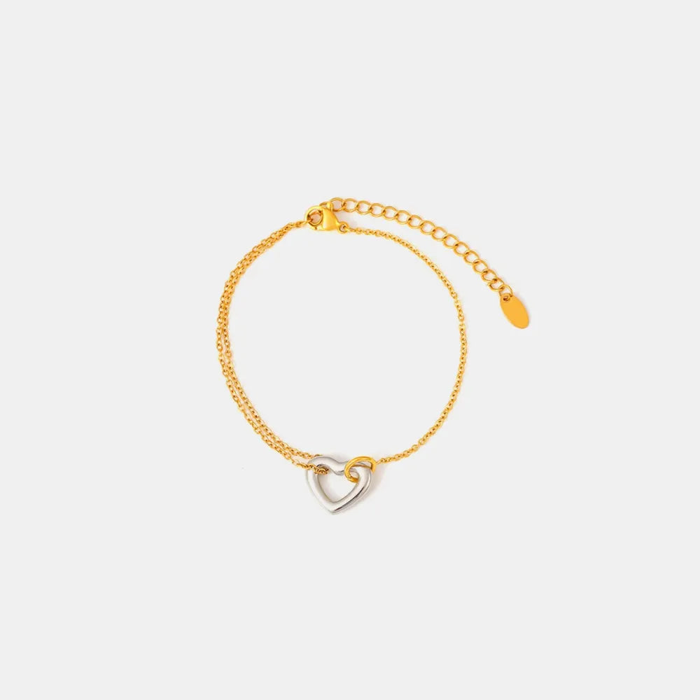 Bracelet cœur, plaqué or 18 carats fin
