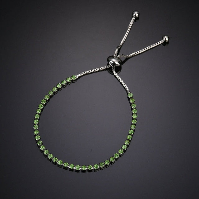 Bracelet infini cristal ajustable, argenté