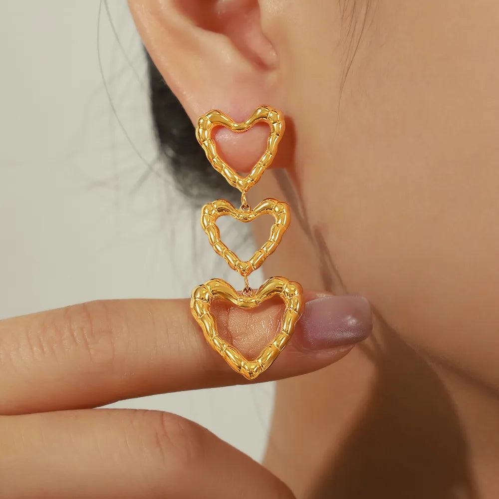 Boucles d'oreilles cœur, acier titane