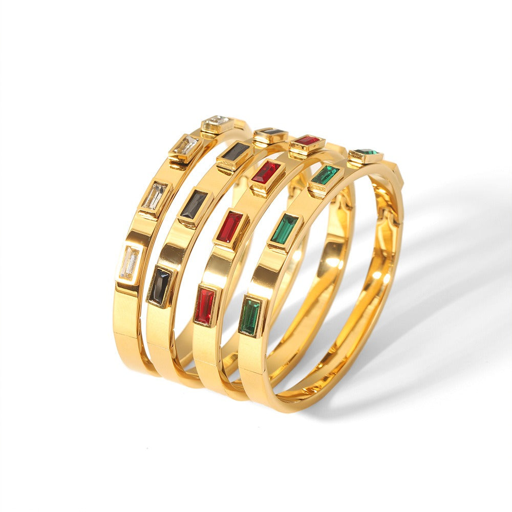 Bracelet géométrique zircon, acier titane