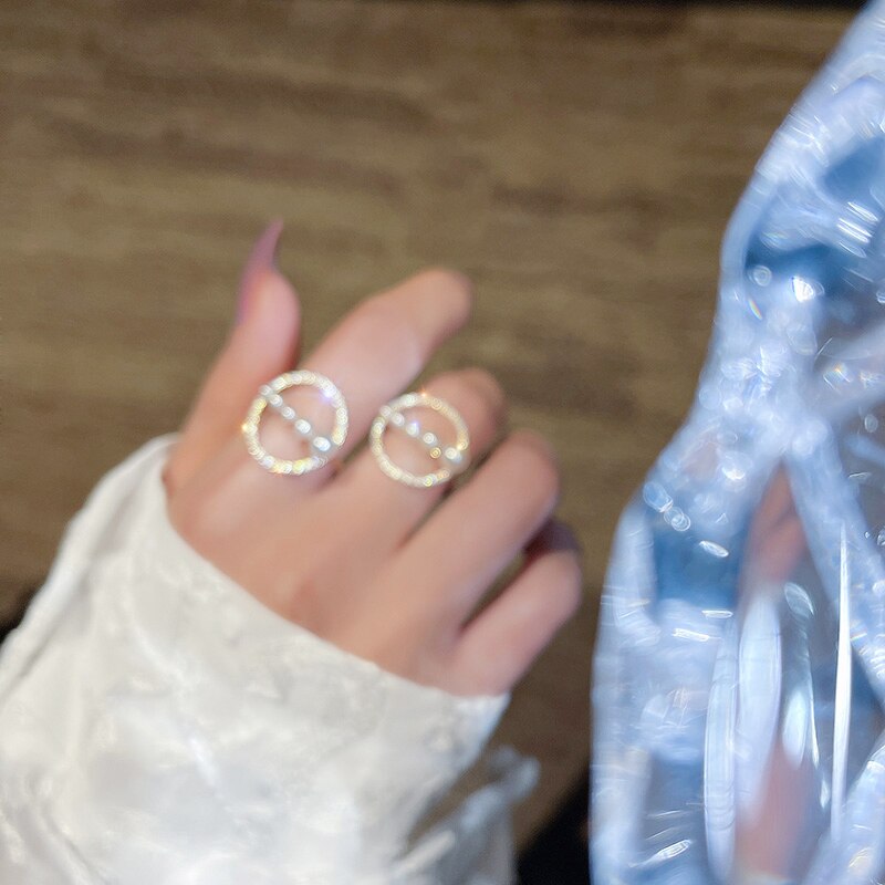 Bague ouverte perle ronde, style gothique coréen