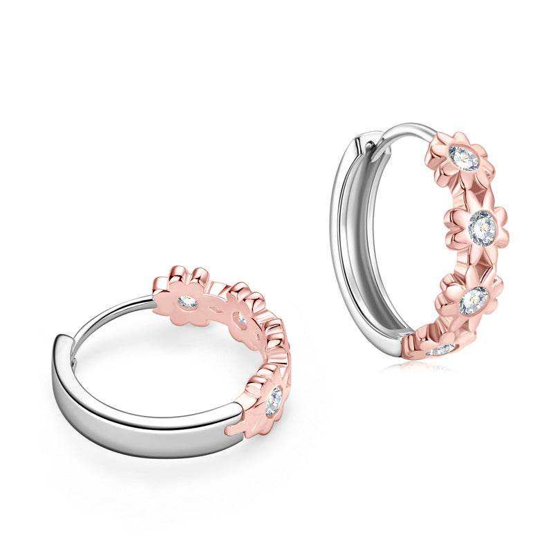 Boucles d'oreilles marguerite moissanite
