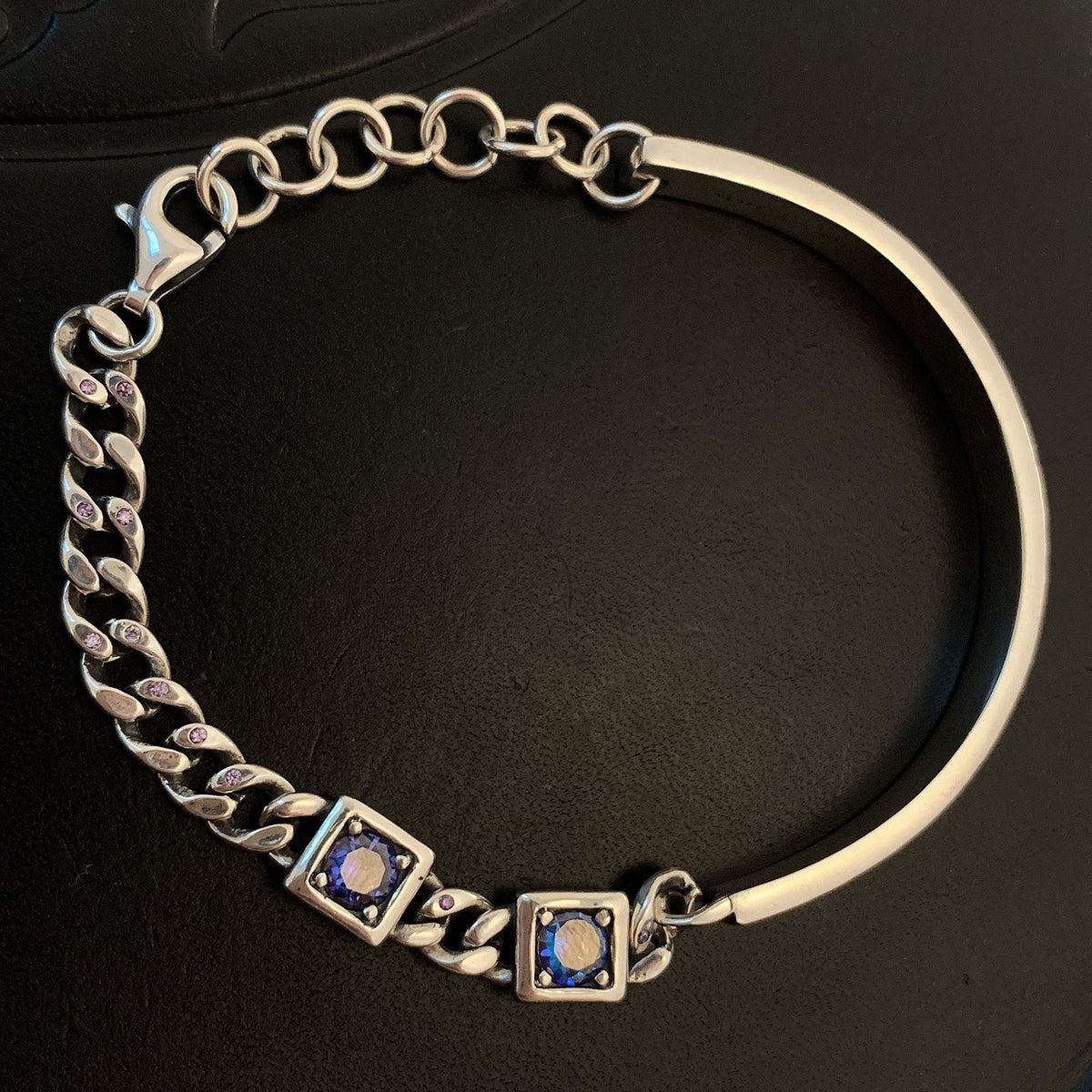 Bracelet frangé cœur rétro, argent 925