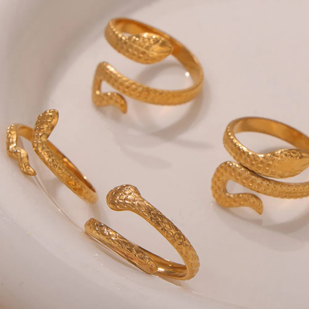 Bague croisée serpent, acier titane