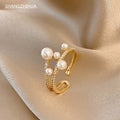 Bague perle double rang ajustable