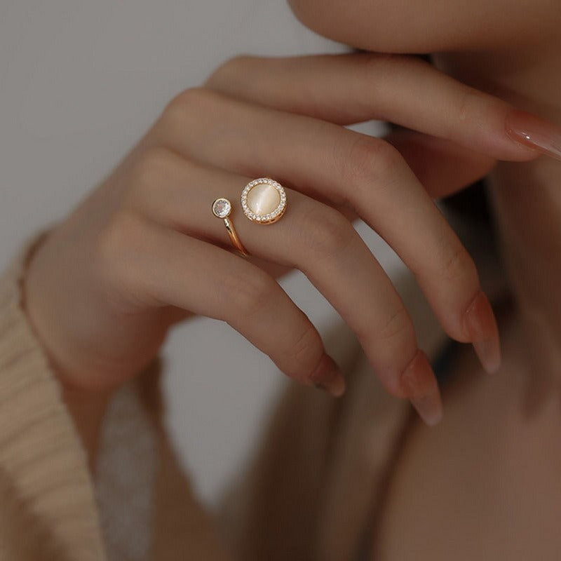 Bague ouverte rotative œil de chat