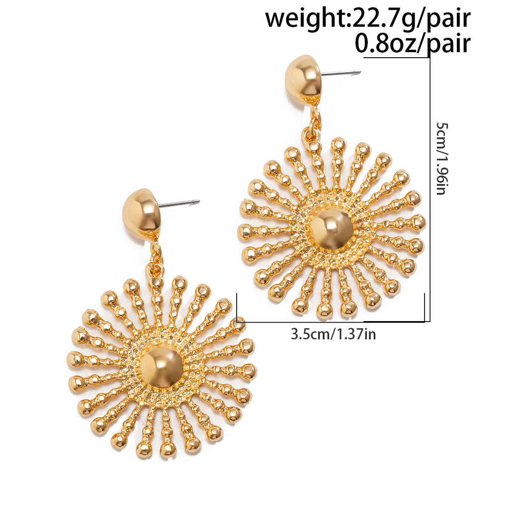 Boucles d'oreilles pendantes tournesol rondes, style gothique