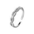 Bague corde torsadée zircon pavé, argent 925