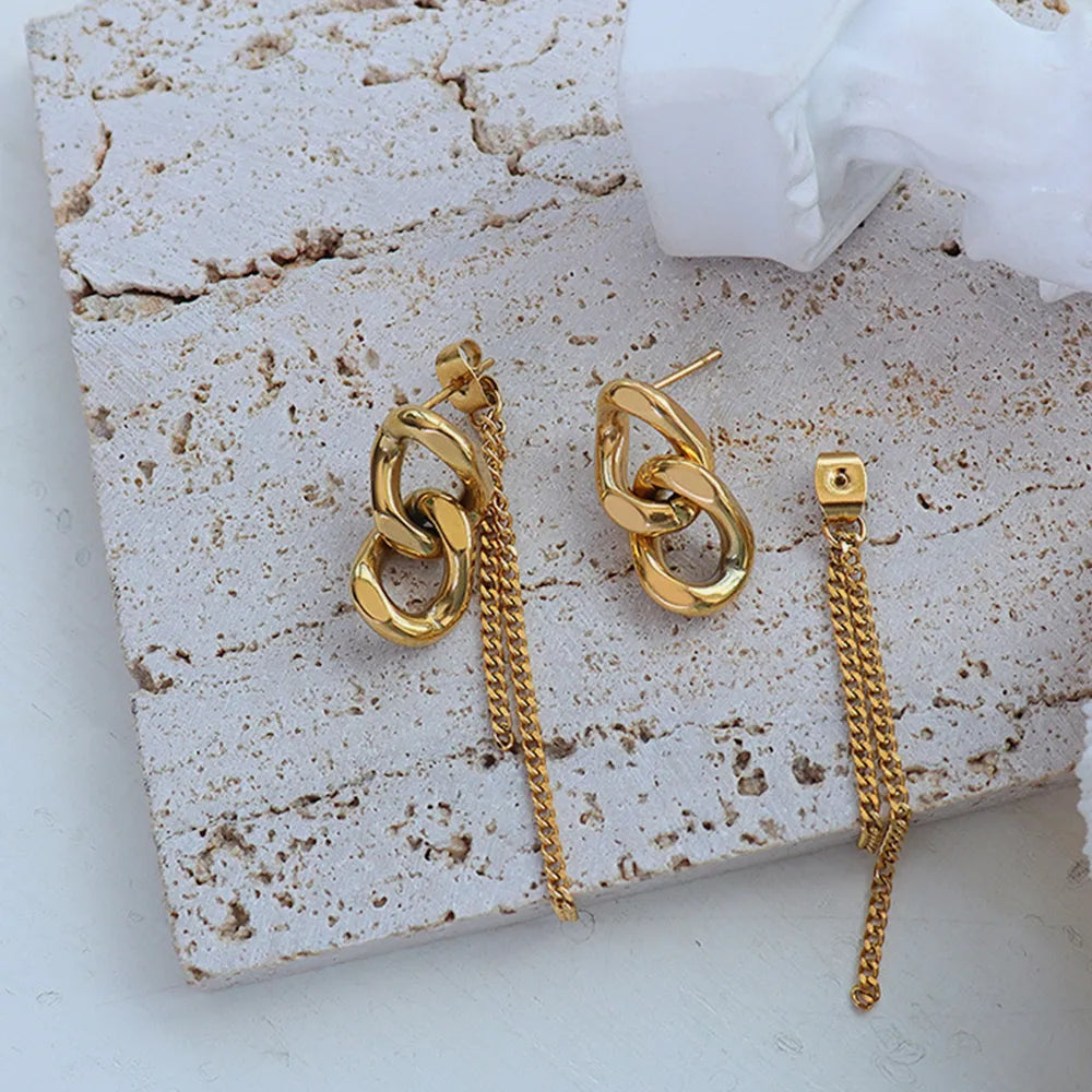 Boucles d'oreilles chaîne, acier titane
