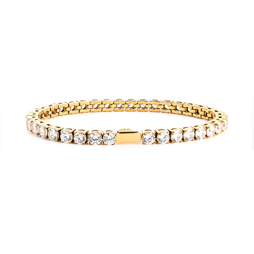 Bracelet chaîne tennis 3-5mm zircon, style hip-hop