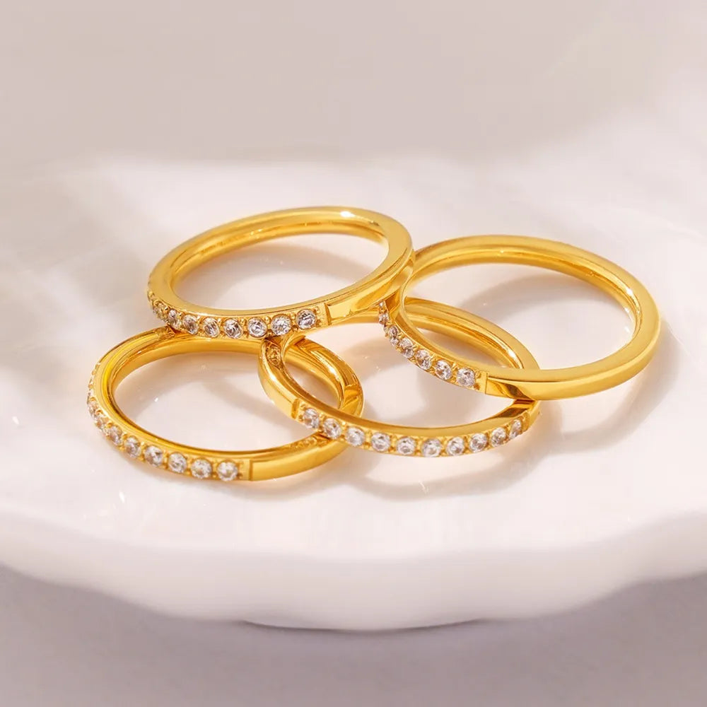 Bague fine empilable zircon, acier titane