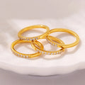 Bague fine empilable zircon, acier titane