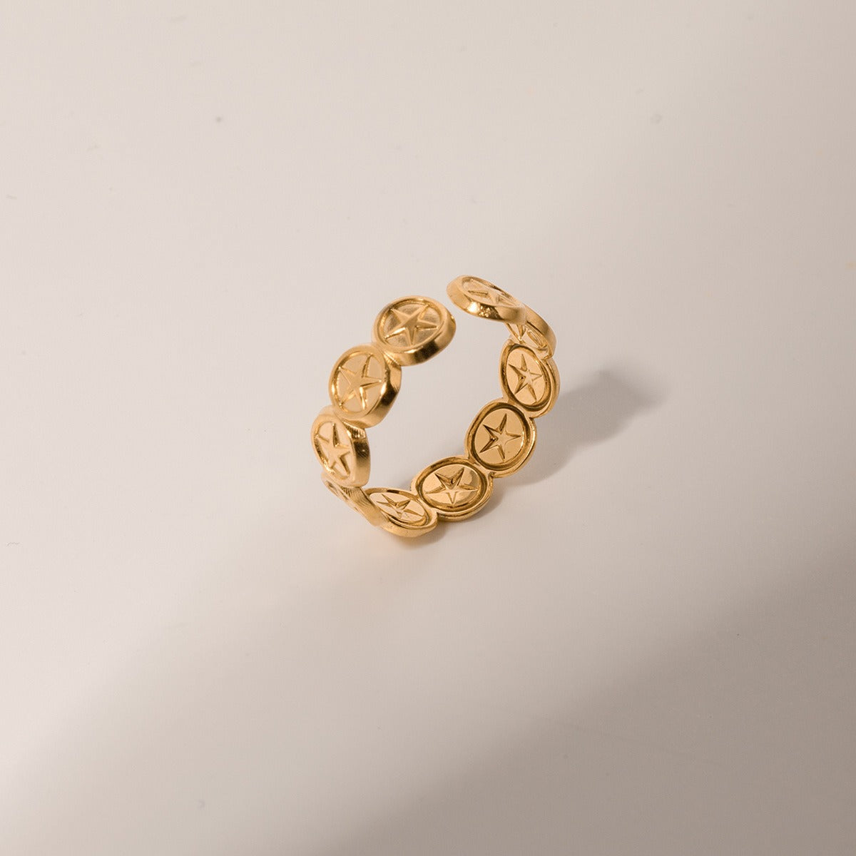 Bague ouverte étoile, acier inoxydable