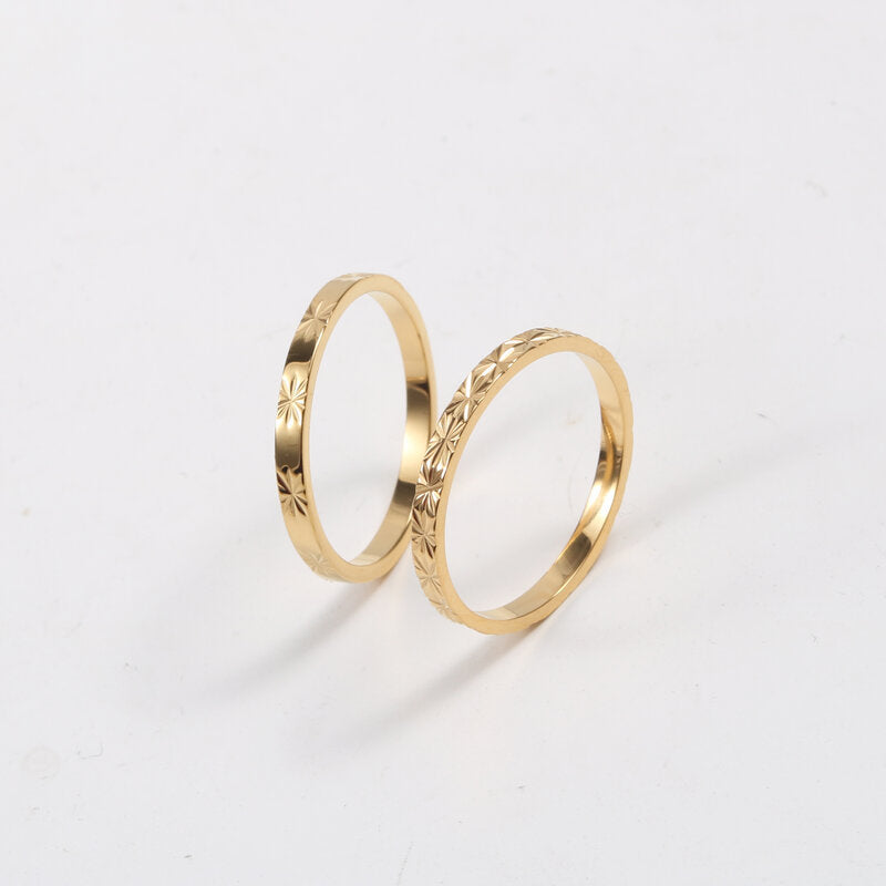 Bague brillante, acier titane plaqué or 18 carats
