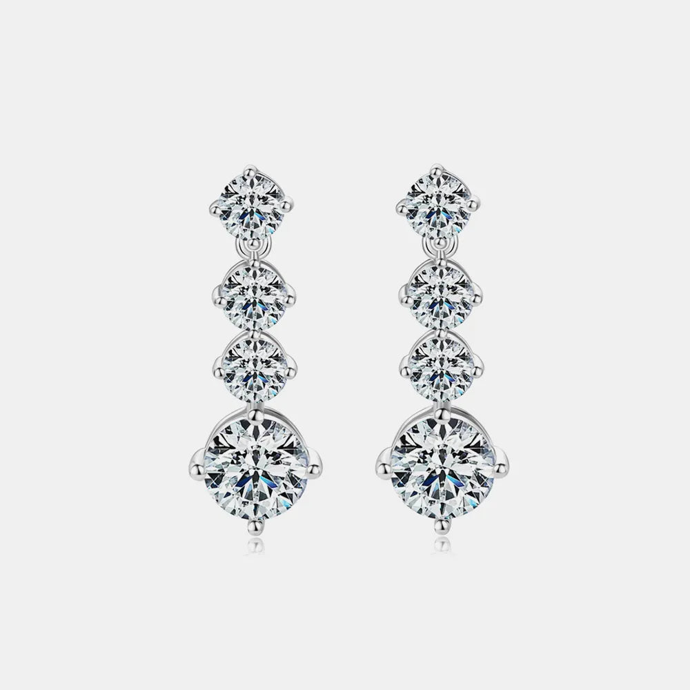 Boucles d'oreilles moissanite 4 carats, argent 925