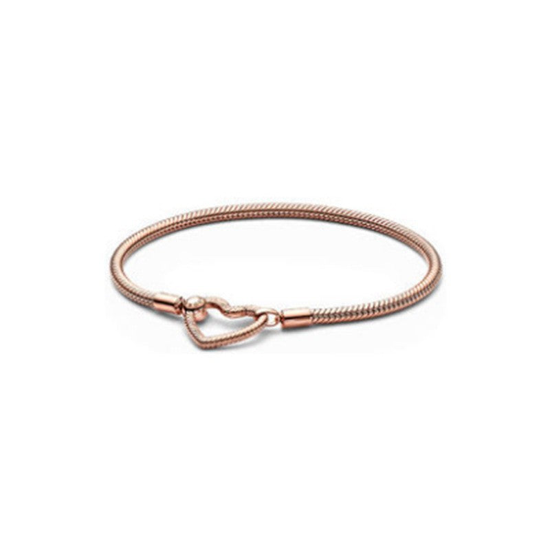 Bracelet chaîne cœur en O, fermoir à ressort