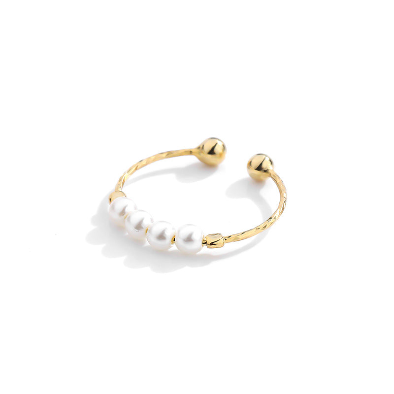 Bague perle rétro, argent