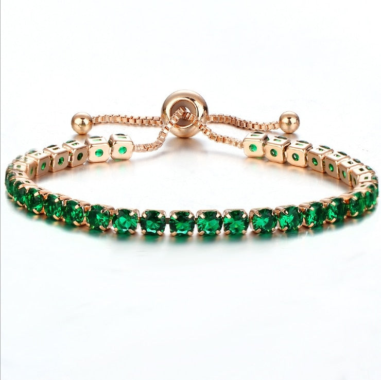 Bracelet chaîne tennis zircon 4mm, doré/argenté