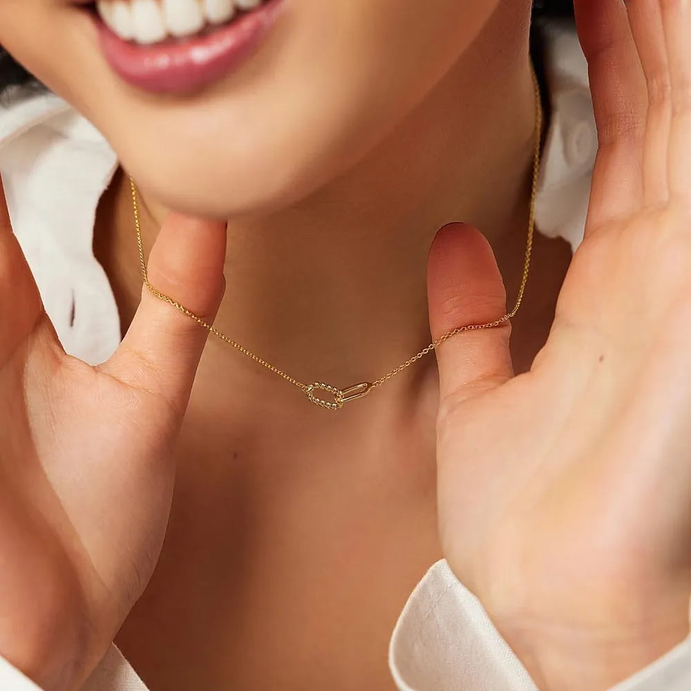 Collier chaîne entrelacée, acier titane