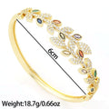 Bracelet feuille zircon coloré, cuivre