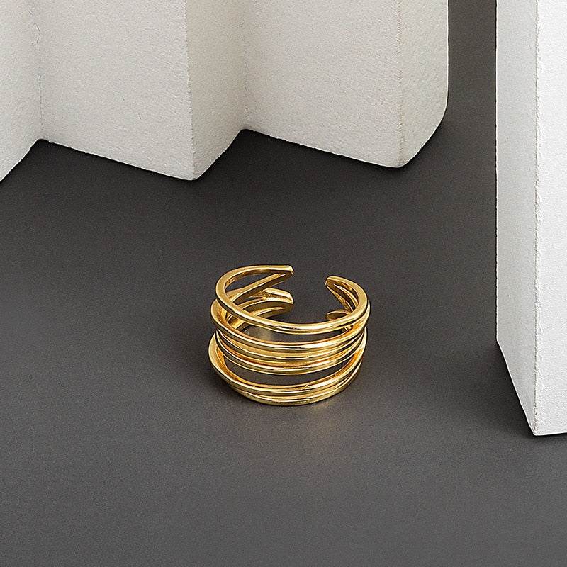 Bague de mariage multi-rangs enroulée, argent