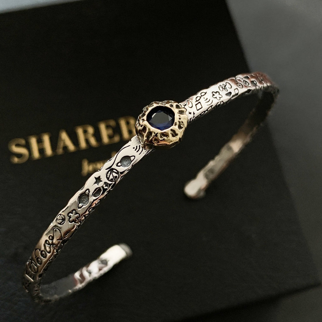 Bracelet frangé cœur rétro, argent 925