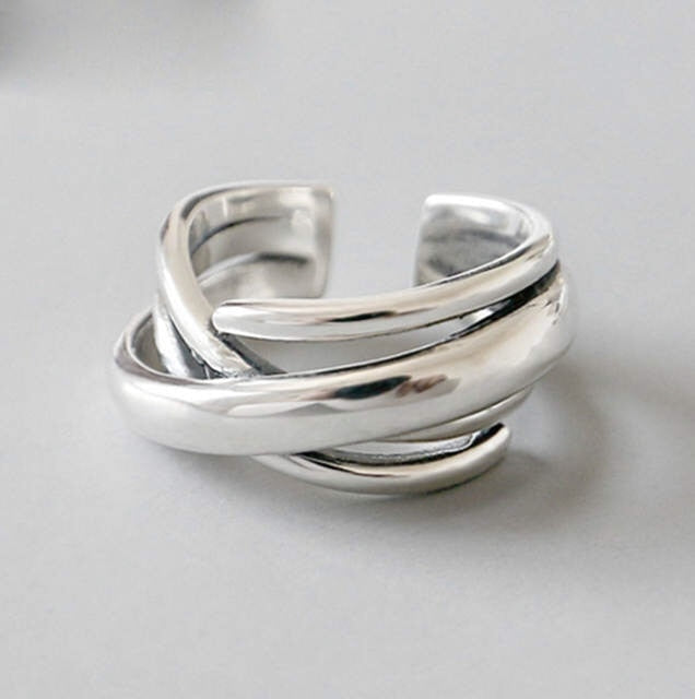 Bague statement géométrique ajustable, style antique