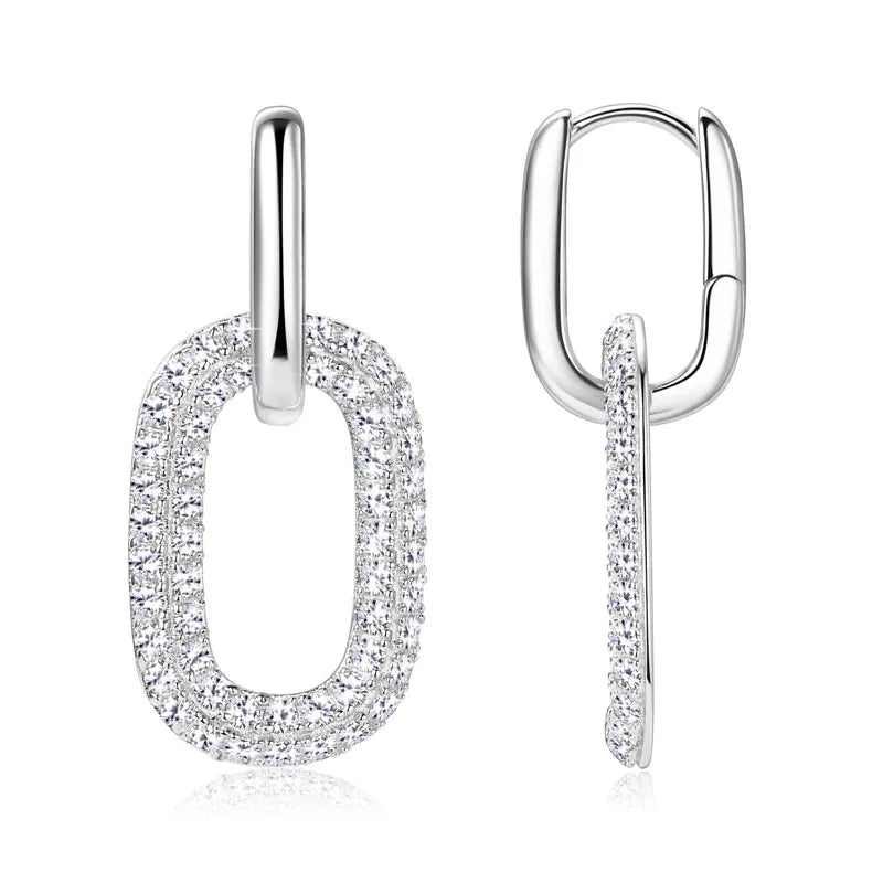Boucles d'oreilles moissanite 2,16 carats, argent 925