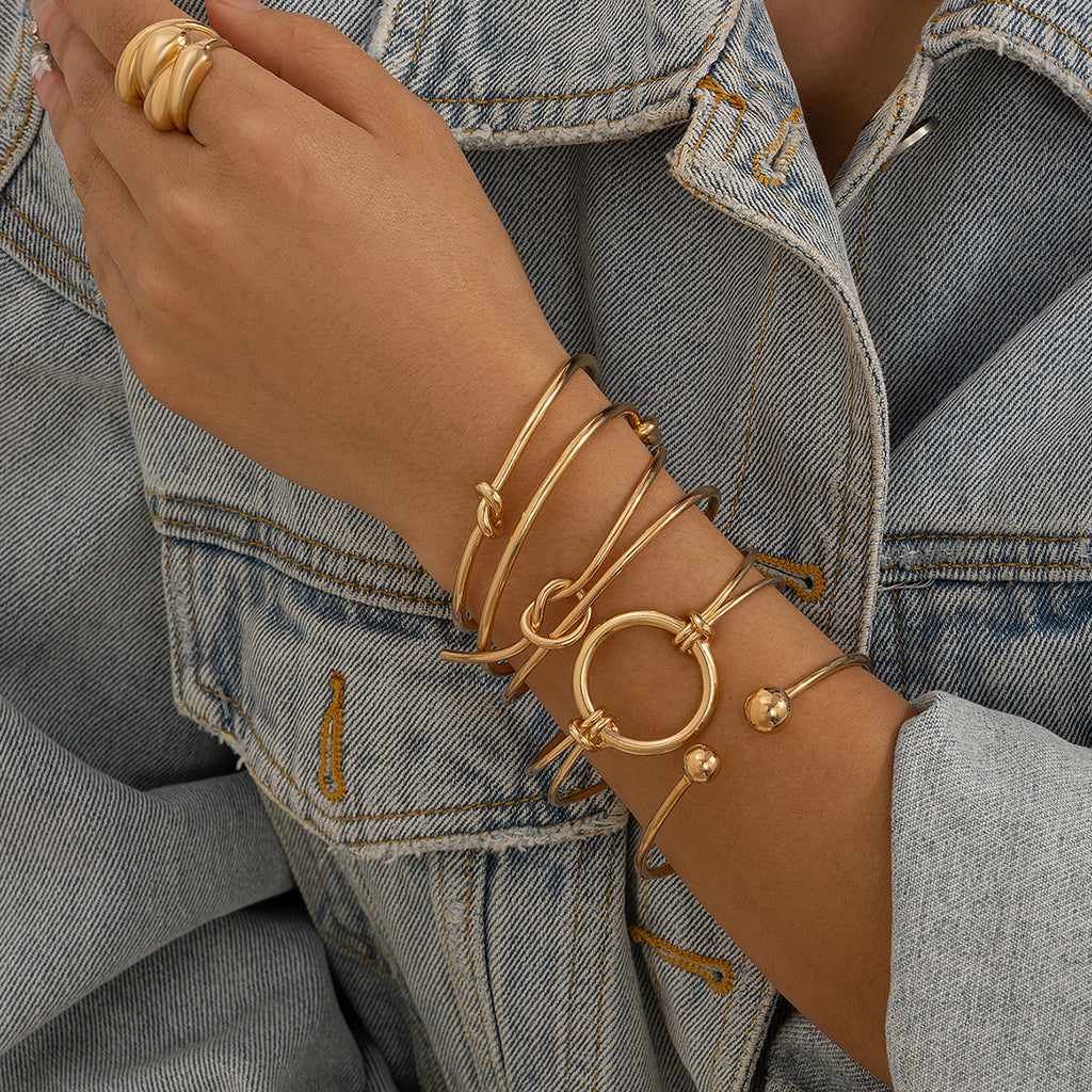 Bracelet ouvert double nœud ajouré, style commuter