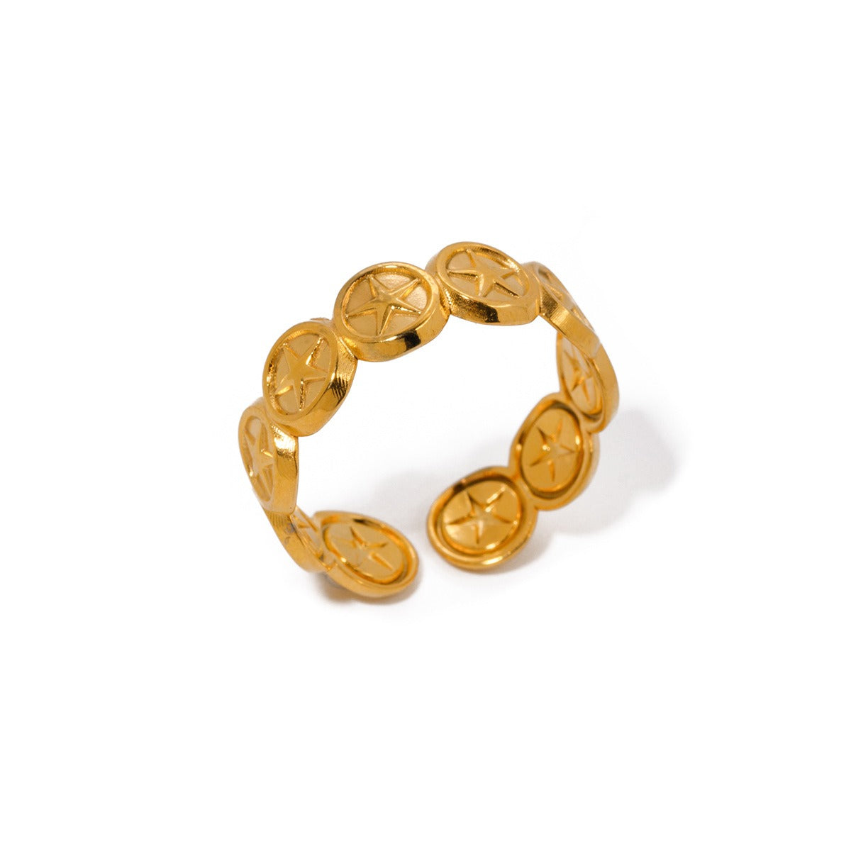 Bague ouverte étoile, acier inoxydable