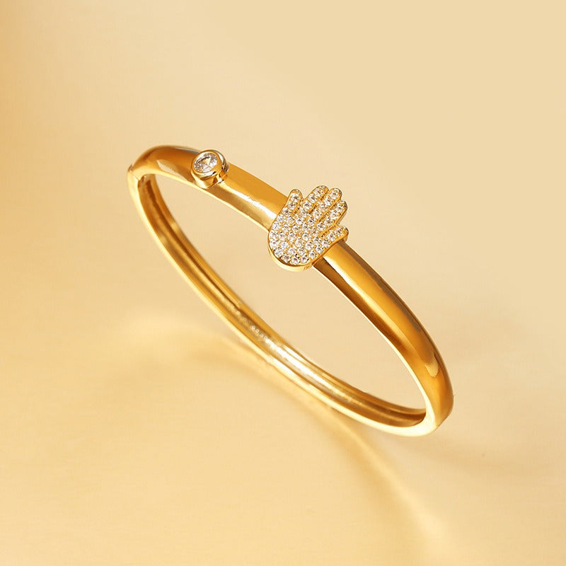 Bracelet zircon serti, style hip-hop