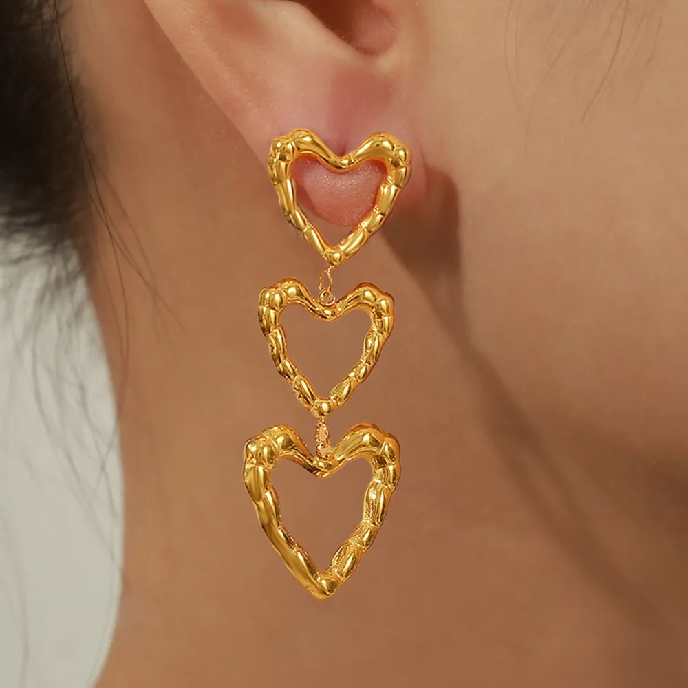 Boucles d'oreilles cœur, acier titane