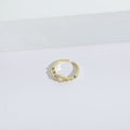 Bague rubis, zircon et perle, plaqué or 14 carats