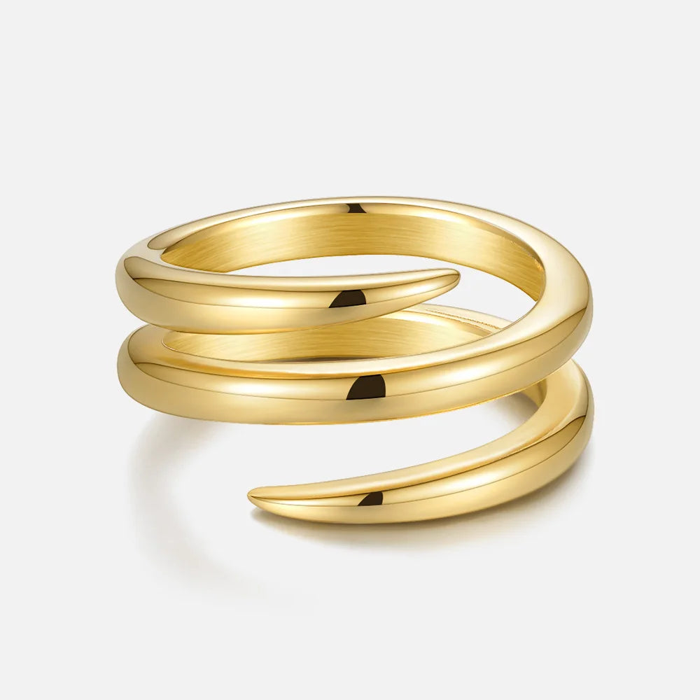 Bague spirale dorée, acier inoxydable