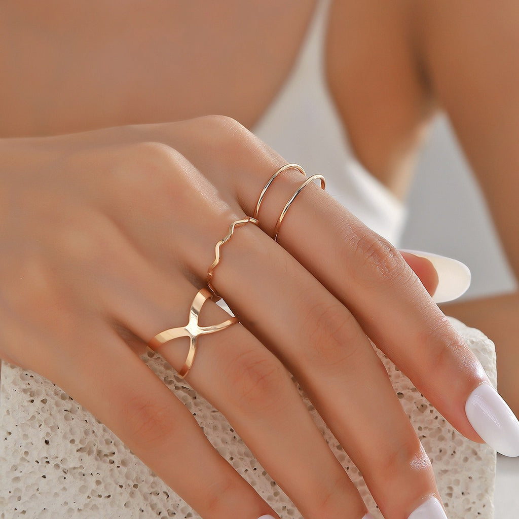 Set de 3 bagues croisées minimalistes