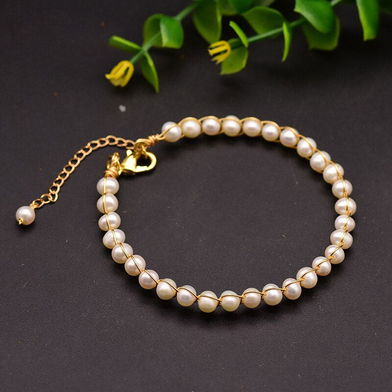 Bracelet ajustable perle d'eau douce