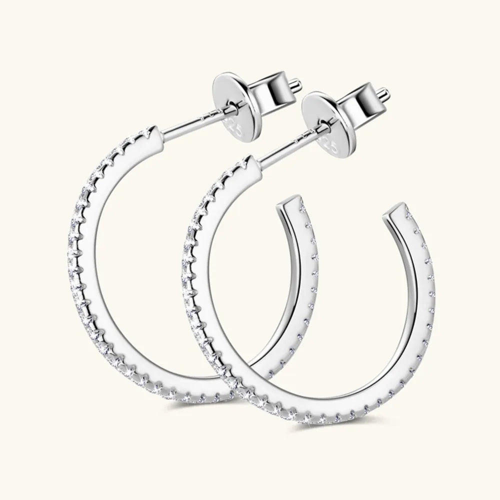 Créoles en C moissanite, argent 925