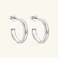 Créoles en C moissanite serties, argent 925
