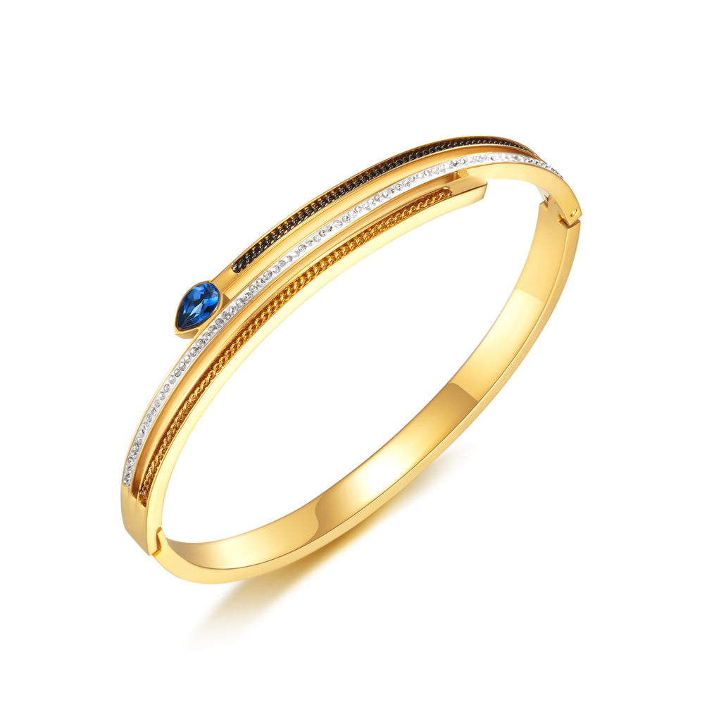 Bracelet zircon serti, acier inoxydable