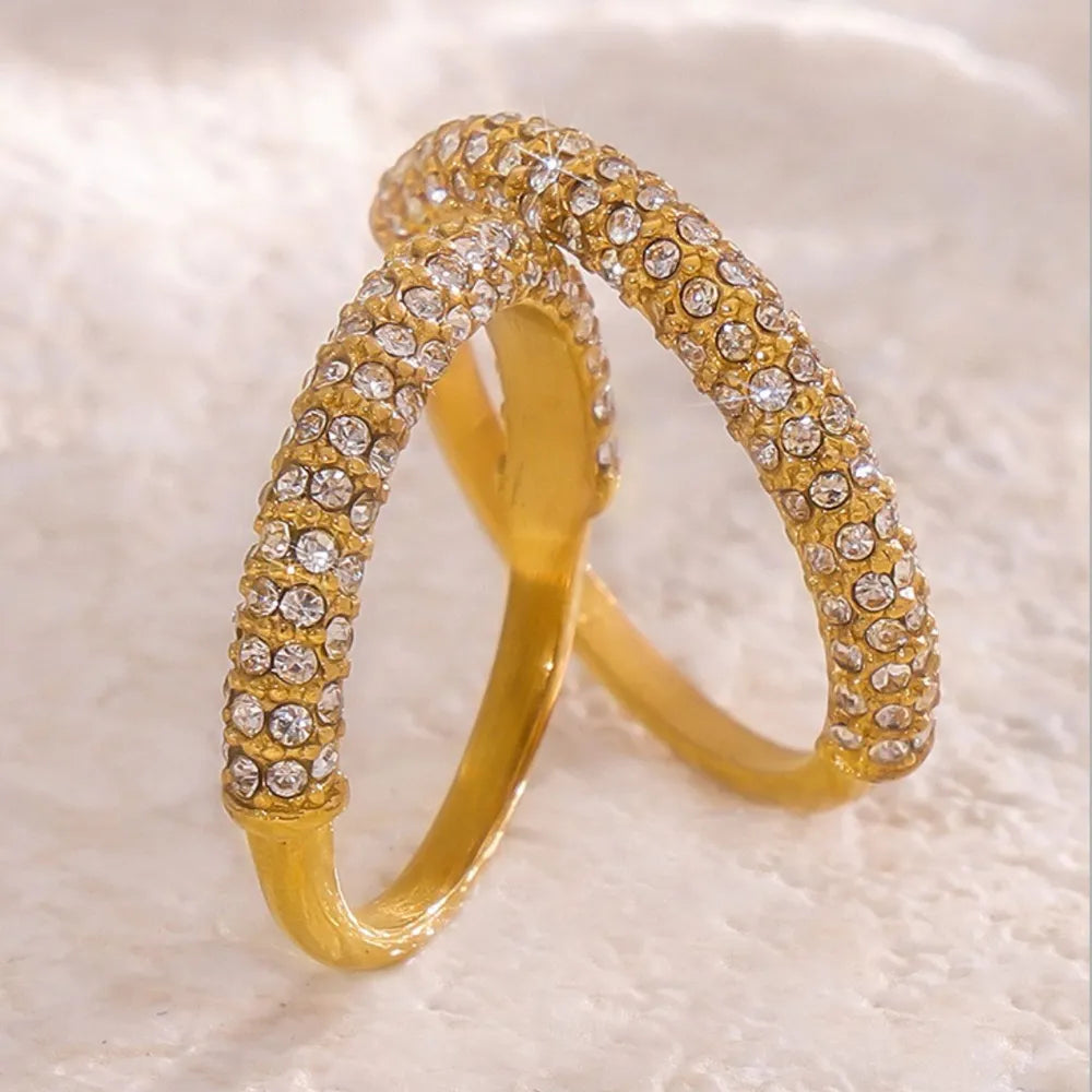 Bague zircon élégante, acier inoxydable