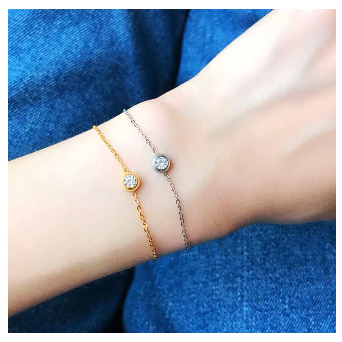 Bracelet zircon, acier inoxydable