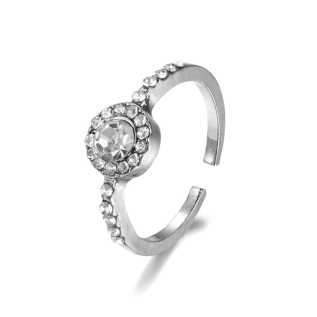 Bague ouverte perle et zircon, design épuré