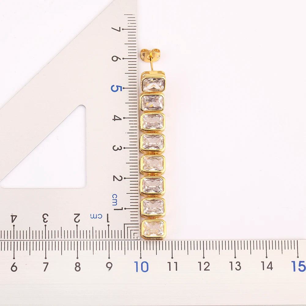 Boucles d'oreilles pendantes à pompons rectangulaires